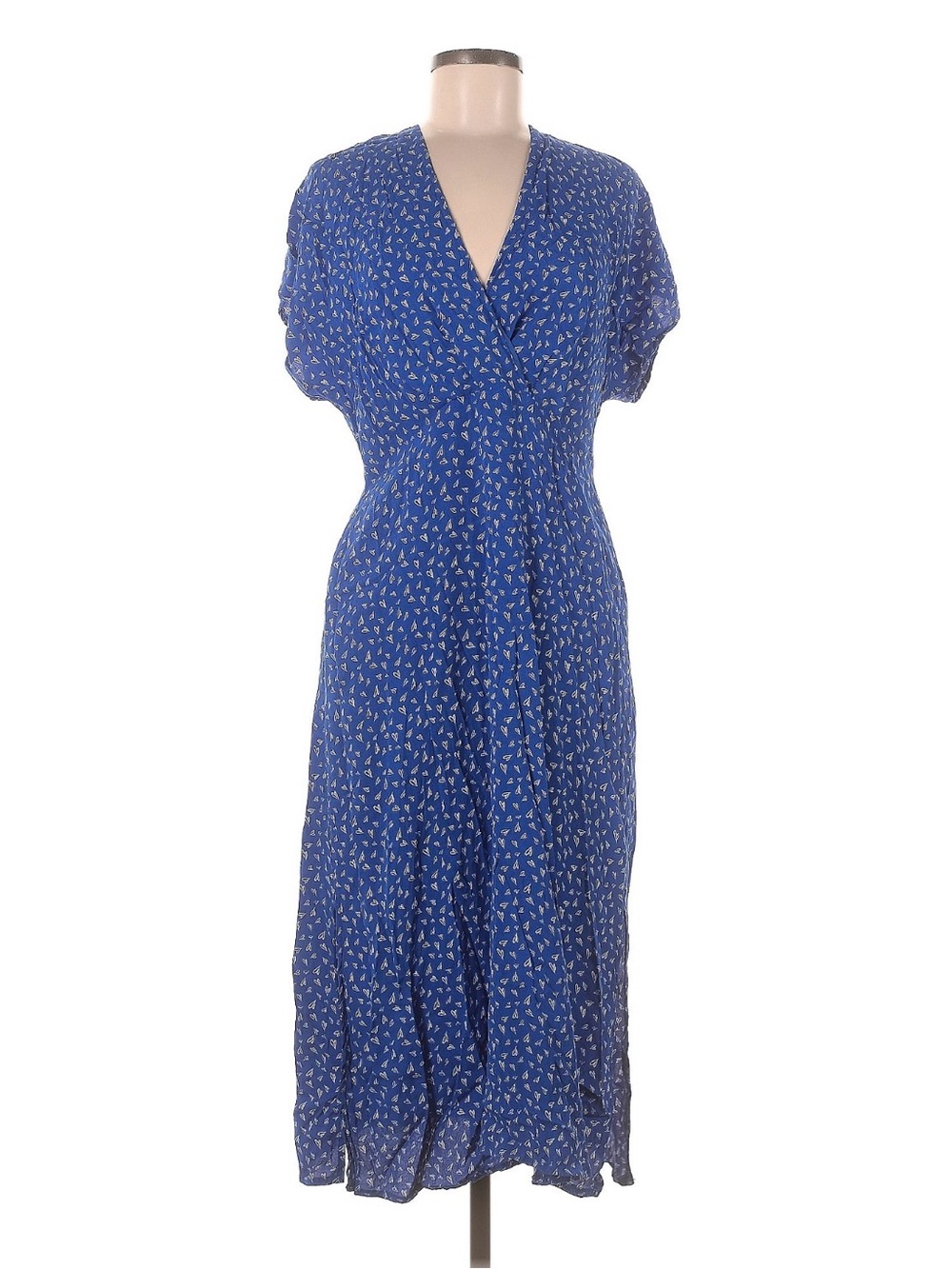 Katie Sturino x Stitch Fix Cobalt Blue Heart Print Midi Length Dress Medium M